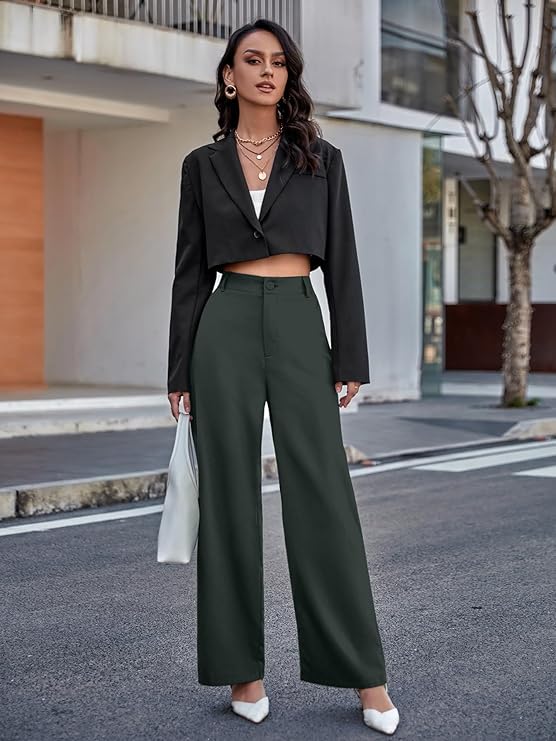 female High Waist Wide Leg Pants bottomwear